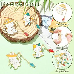 4Pcs 4 Styles Cat and Fish Enamel Pin&nbsp;JEWB-CJ0003-43