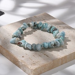 Natural Larimar Beaded Stretch Bracelets&nbsp;X-BJEW-JB02680-01