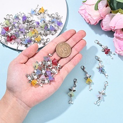 40Pcs 8 Colors ABS Plastic Imitation Pearl & Glass Flower Angel with Alloy Wings Pendant Decorations&nbsp;HJEW-YW00185