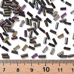 Metallic Colours Glass Bugle Beads&nbsp;SEED-N005-001-D03