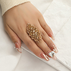 Geometric Hollow Alloy Rhinestone Finger Rings&nbsp;DY9557-4