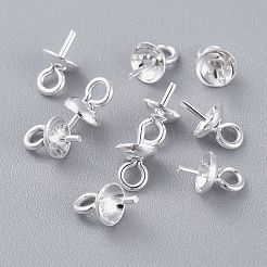 304 Stainless Steel Cup Pearl Peg Bails Pin Pendants&nbsp;STAS-K210-09B-S