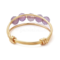Natural Round Amethyst Beaded Finger Rings&nbsp;RJEW-TA00118-01