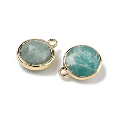 Natural Amazonite Faceted Flat Round Charms&nbsp;G-U028-03G-04