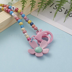 Personalized Spary Painted Natural Wood Beaded Necklaces&nbsp;NJEW-JN03243