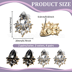 4 Pairs 2 Colors Alloy Rhinestone Teardrop Stud Earrings&nbsp;EJEW-GO0003-15