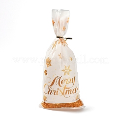 50Pcs Merry Christmas Snowflake Printed Transparent OPP Cellophane Packaging Bags with Wire Twist Ties&nbsp;ABAG-C013-03