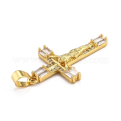 Brass Micro Pave Clear Cubic Zirconia Pendants&nbsp;ZIRC-J025-31G