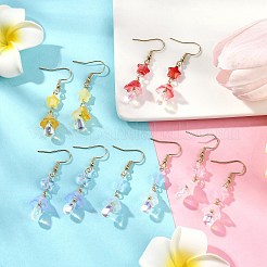 Star & Mushroom Glass Dangle Earrings&nbsp;EJEW-JE06175