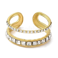 Ion Plating(IP) 304 Stainless Steel Open Cuff Ring for Women&nbsp;RJEW-F166-09G-02