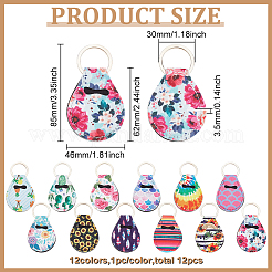 12Pcs 12 Colors Teardrop Neoprene Keychain Storage Pouch for Commemorative Decision Maker Coin&nbsp;AJEW-FG0003-66