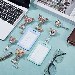 6Pcs Alloy Rhinestone Clip-On Retractable Badge Holders&nbsp;HJEW-NB00305