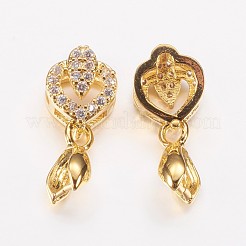 Long-Lasting Plated Brass Micro Pave Cubic Zirconia Ice Pick Pinch Bails&nbsp;ZIRC-F069-21G