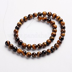 Round Natural Tiger Eye Gemstone Bead Strands&nbsp;G-J333-03-10mm