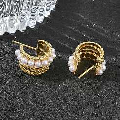 Brass Stud Earrings for Women&nbsp;EJEW-A168-19G