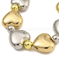 Rack Plating Brass Round & Heart Beaded Necklaces for Women&nbsp;NJEW-C059-20G