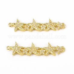 Brass Micro Pave Clear Cubic Zirconia Connector Charms&nbsp;KK-E068-VB075