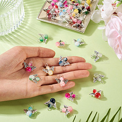 36Pcs 9 Colors Imitation Jade Glass Pendants&nbsp;PALLOY-TAC0198