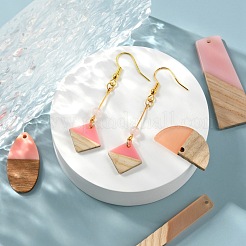 20Pcs 5 Style Resin & Wood Semi Circle Pendants&nbsp;RESI-LS0001-45
