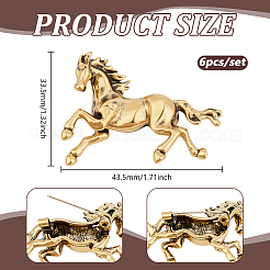 6Pcs Horse Alloy Brooch&nbsp;JEWB-PH0001-54AG