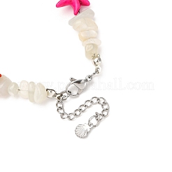 Natural Moonstone Chip & Starfish Beads & Synthetic Turquoise Turtle Charm Bracelets Sets&nbsp;BJEW-JB12405-02