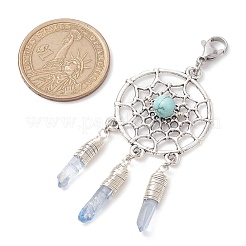 Alloy Woven Net/Web with Synthetic Turquoise Pendants Decorations&nbsp;HJEW-TA00194-02