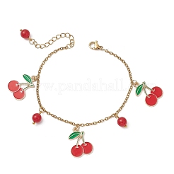 Cherry Alloy Enamel Charm Bracelets&nbsp;BJEW-JB13132