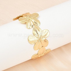 Brass Flower Cuff Bangles for Women&nbsp;BJEW-A090-01G