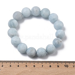 Frosted Natural Aquamarine Round Beads Stretch Bracelets for Women&nbsp;BJEW-Z158-01