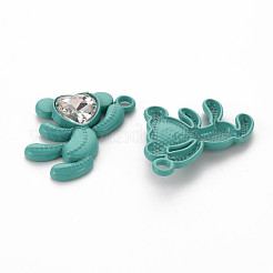 Spray Painted Alloy Rhinestone Pendants&nbsp;PALLOY-Q433-033D-RS