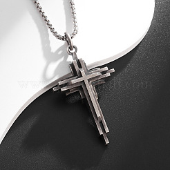 Religion Alloy Layered Cross Pendant Necklaces for Unisex&nbsp;WG392DA-01