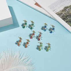 Glass Beaded Butterfly Dangle Stud Earring&nbsp;EJEW-JE05135