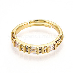 Brass Micro Pave Clear Cubic Zirconia Cuff Rings for Women&nbsp;KK-T070-116
