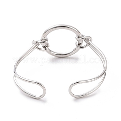 Brass Round Circle Open Cuff Bangle&nbsp;BJEW-F445-16P