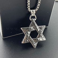 Fashionable 304 Stainless Steel Star of David Pendant Necklaces for Men&nbsp;KY0460