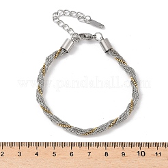 Two Tone 304 Stainless Steel Box Chain Rolled Bracelets for Women Men&nbsp;BJEW-Q028-01GP