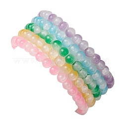6mm Two Tone Glass Imitation Jade Round Beaded Stretch Bracelets for Women&nbsp;BJEW-JB10687
