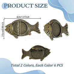12Pcs 2 Colors Alloy Brooch Findings&nbsp;FIND-GA0008-64