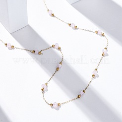 304 Stainless Steel & Glass Link Chain Necklaces&nbsp;NJEW-U026-22G