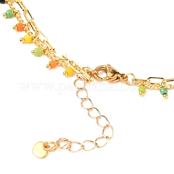 2 Layered Brass Curb Chains Anklets&nbsp;AJEW-AN00311-02