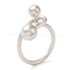 Brass Round Beaded Finger Rings&nbsp;RJEW-M153-01P