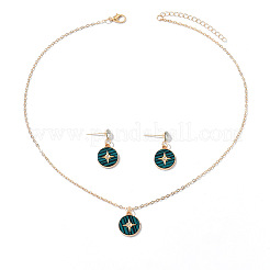 Zinc Alloy Crystal Rhinestone & Acrylic Pendant Necklaces & Stud Dangle Earrings Sets&nbsp;WGD1CBB-05