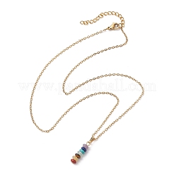 Natural & Synthetic Mixed Gemstone Disc Pendant Necklaces&nbsp;NJEW-JN04623-02