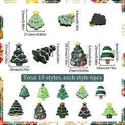 60Pcs 10 Styles Christmas Theme Oapque Resin Decoden Cabochons&nbsp;RESI-SC0005-65