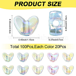100Pcs 5 Colors UV Plating Transparent Acrylic Beads&nbsp;MACR-YW0004-89