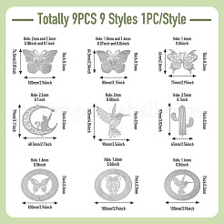 9Pcs 9 Styles 201 Stainless Steel Laser Cut Connector Charms&nbsp;STAS-TA0005-85