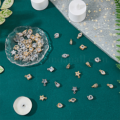60Pcs 10 Styles Alloy Clear Cubic Zirconia Charms&nbsp;ZIRC-FH0001-46
