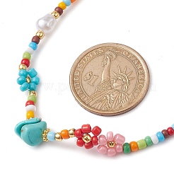 Flower Imitation Pearl Glass Seed & Acrylic Beaded Necklaces&nbsp;NJEW-JN04676