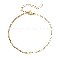 304 Stainless Steel Box & Paperclip Chains Bracelets for Women&nbsp;BJEW-JB13344