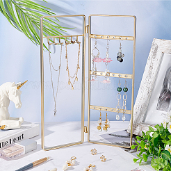 Iron Jewelry Display Folding Screen Stands with 2 Folding Panels&nbsp;EDIS-WH0029-83B